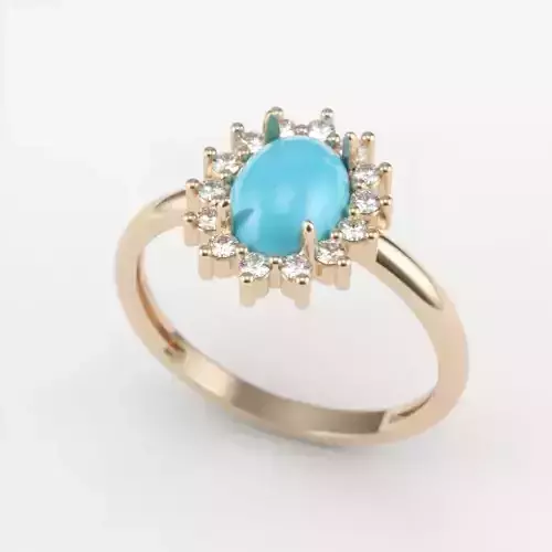 Women ring with cabochon and gems 3dm stl vintage