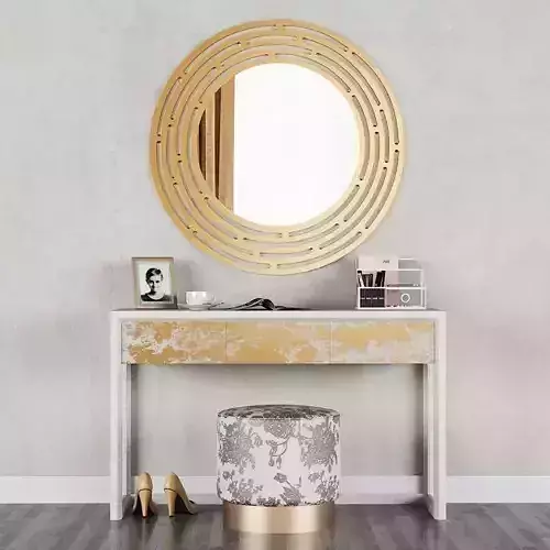 CAZARINA interiors Dressing table with mirror and ottoman 2