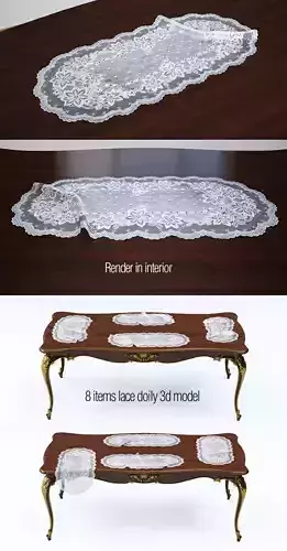 3d model lace doily set 8 items 3D model