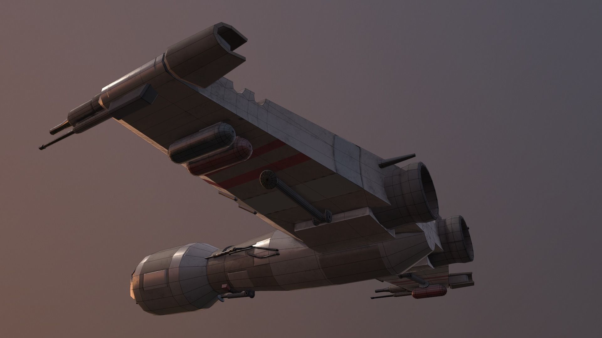 Starship T star wars fighter jet Low-poly 3D model_10