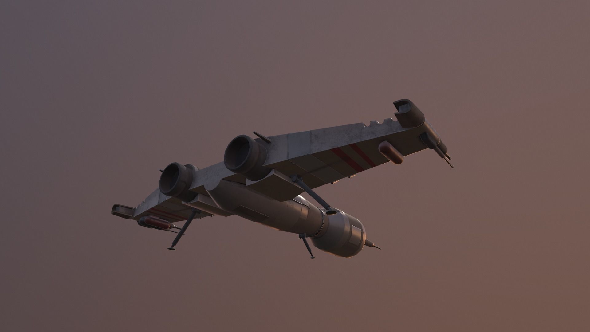 Starship T star wars fighter jet Low-poly 3D model_5