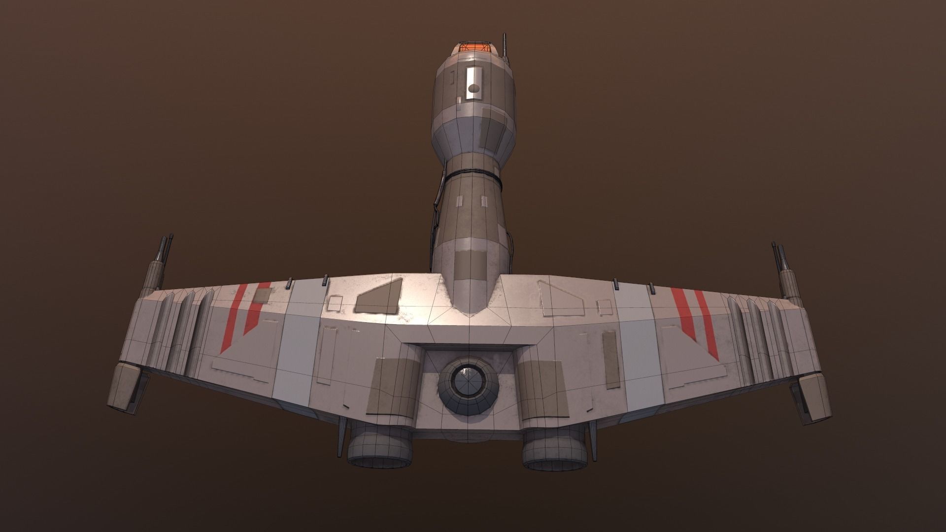 Starship T star wars fighter jet Low-poly 3D model_12