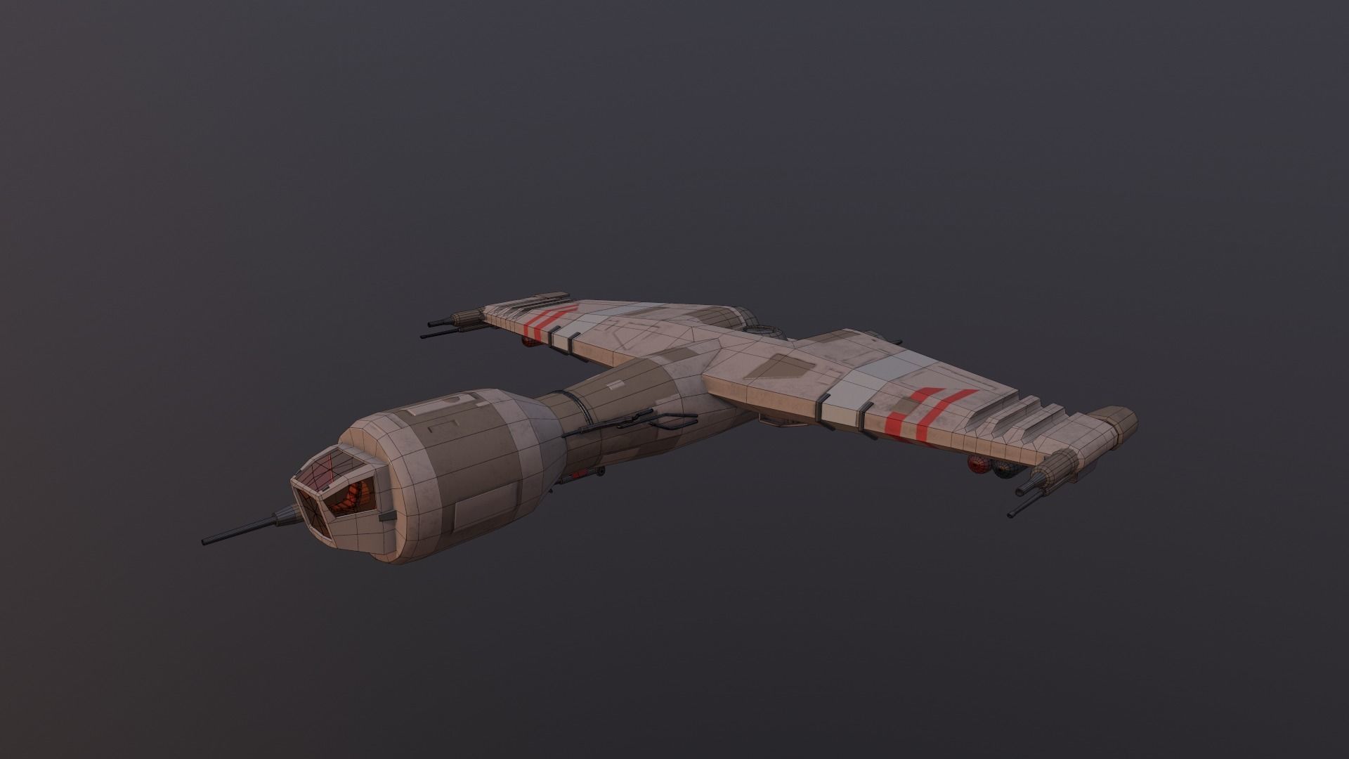Starship T star wars fighter jet Low-poly 3D model_9