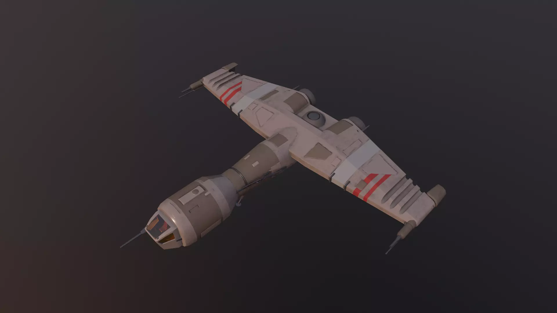Starship T star wars fighter jet Low-poly 3D model_0