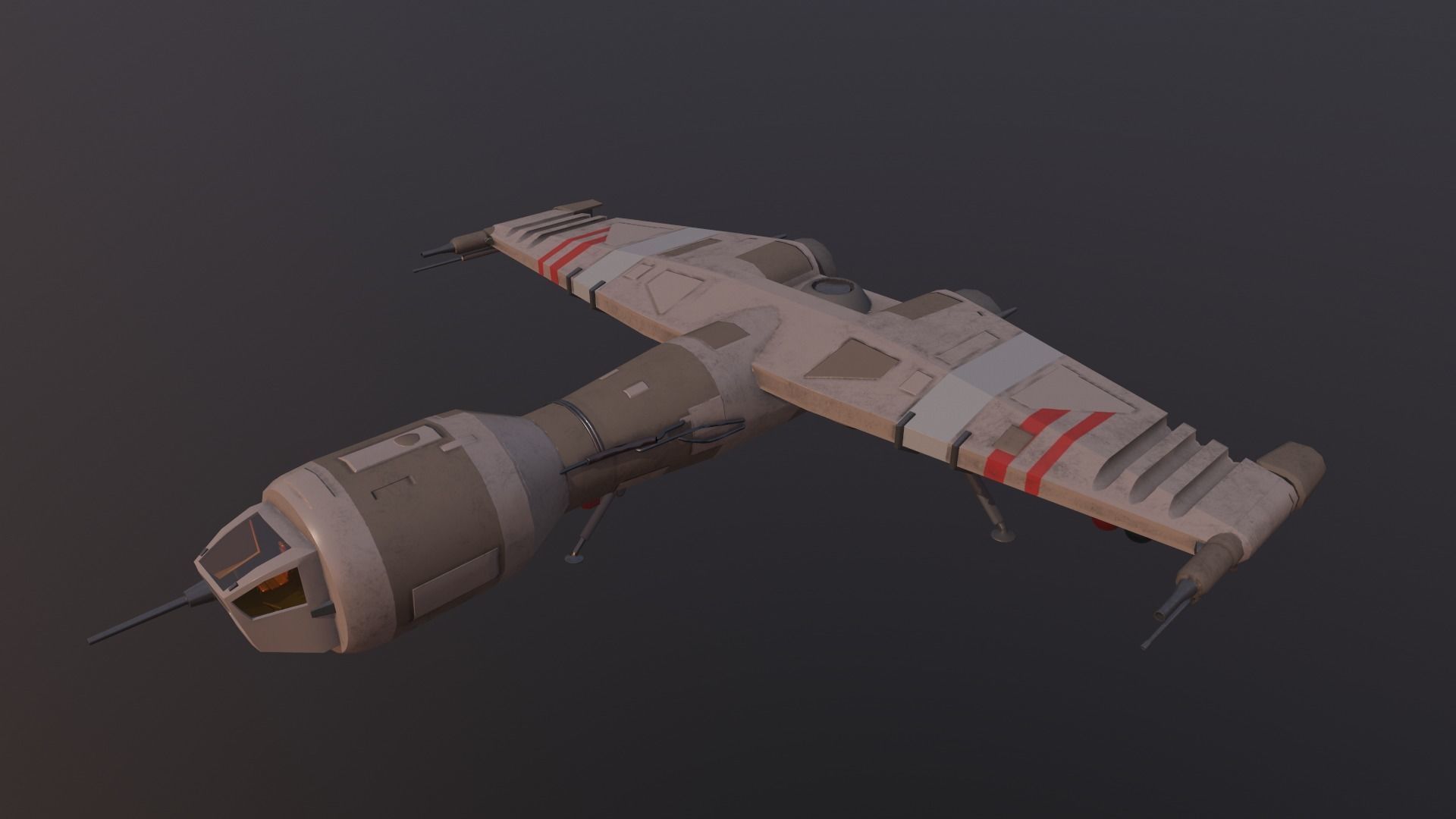 Starship T star wars fighter jet Low-poly 3D model_7
