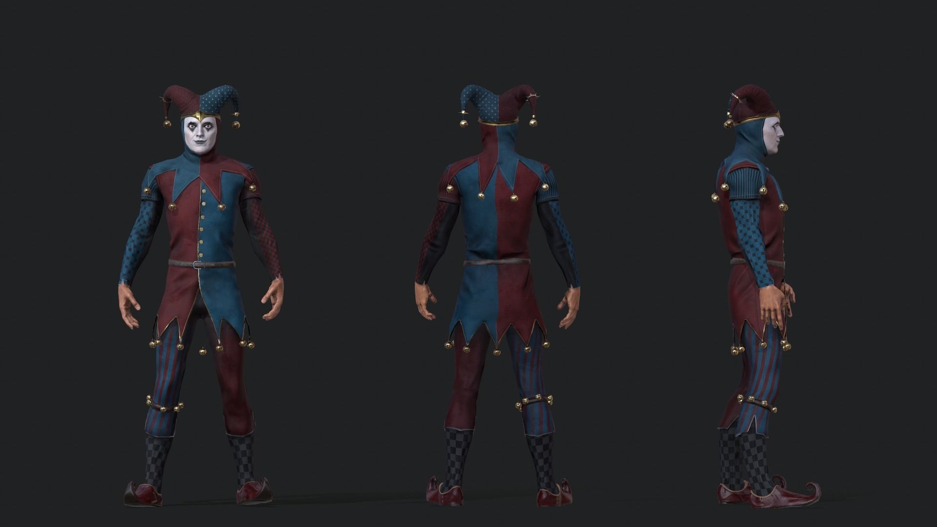 Clown Low-poly 3D model_6