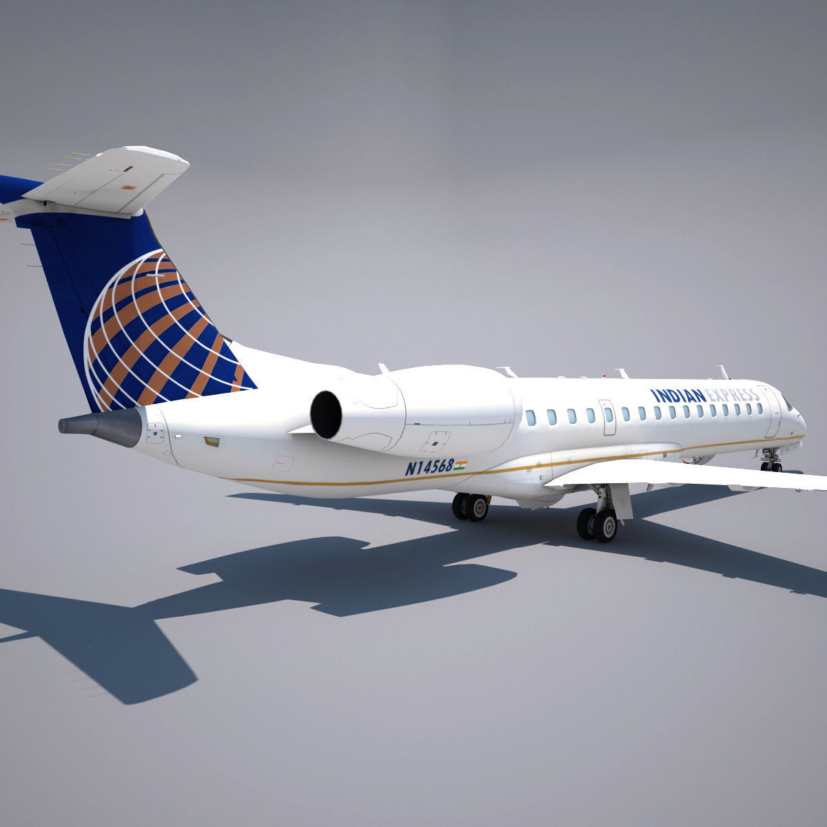 Embraer 145  Low-poly 3D model_1