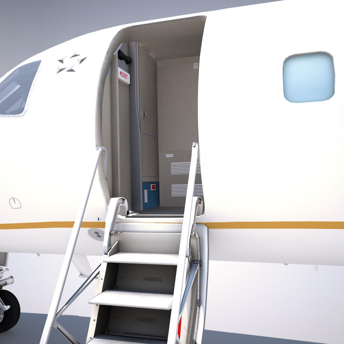 Embraer 145  Low-poly 3D model_6