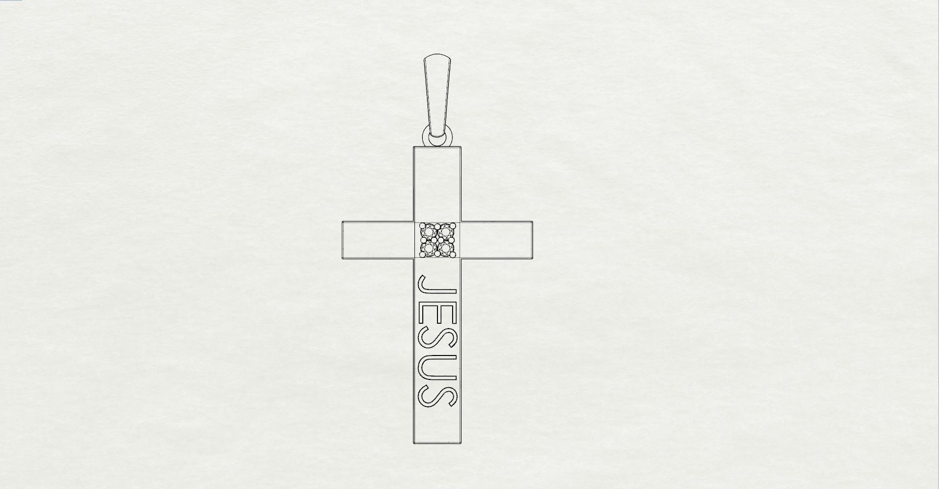 JESUS CROSS DIAMOND PENDANT 3D print model_12