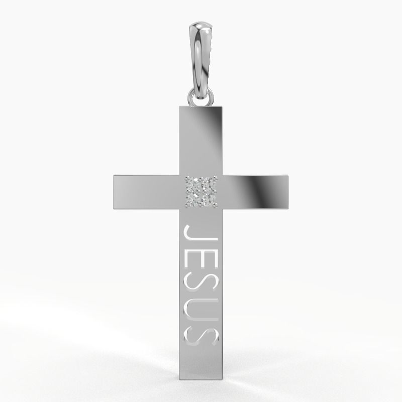 JESUS CROSS DIAMOND PENDANT 3D print model_17