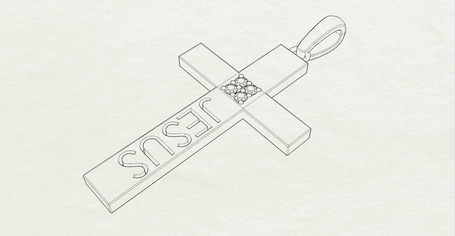 JESUS CROSS DIAMOND PENDANT 3D print model_10