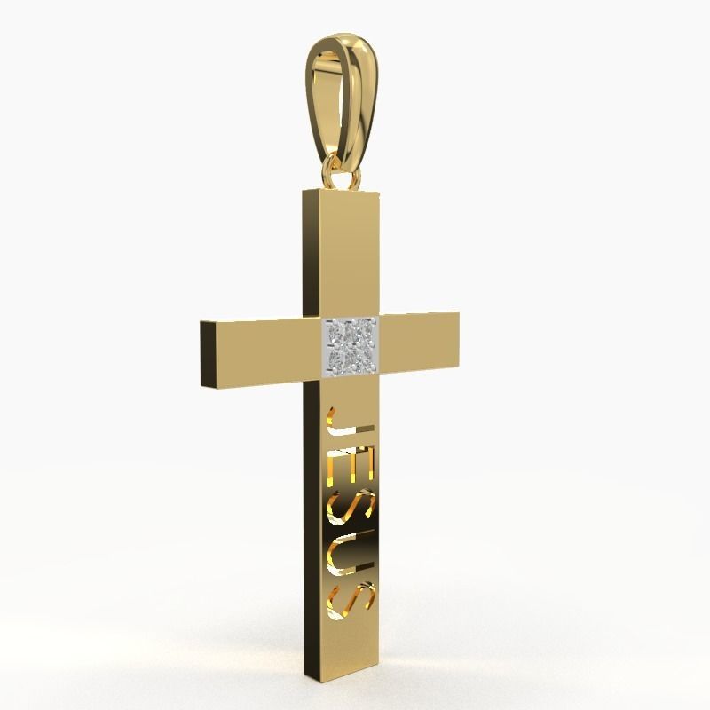 JESUS CROSS DIAMOND PENDANT 3D print model_5