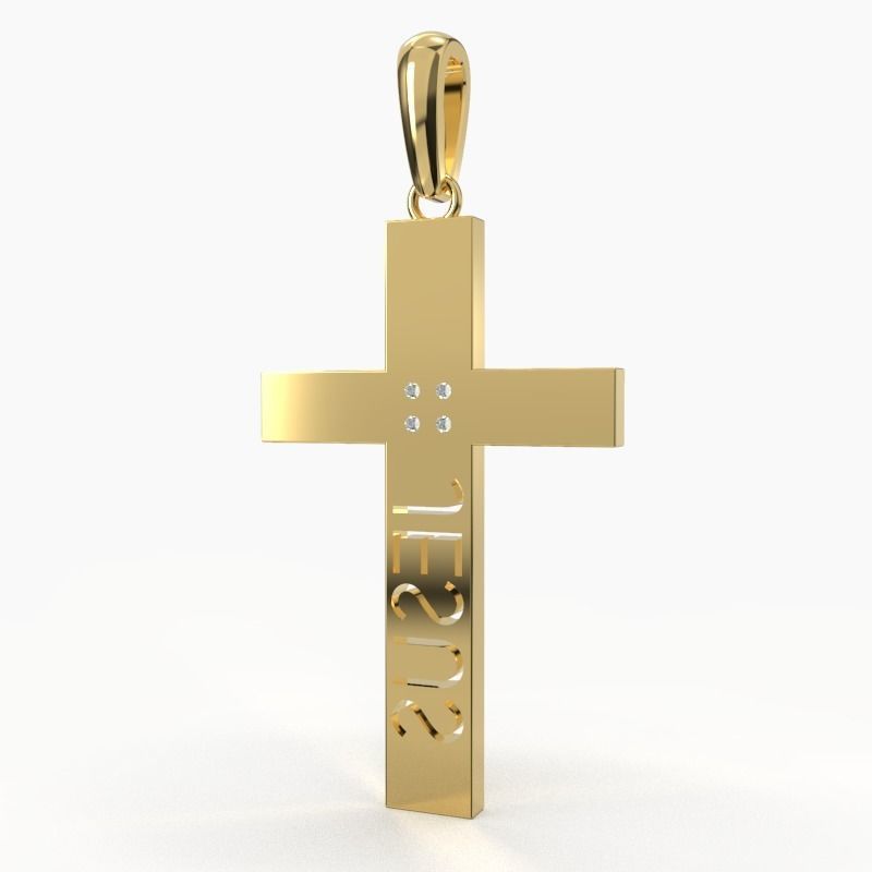 JESUS CROSS DIAMOND PENDANT 3D print model_4