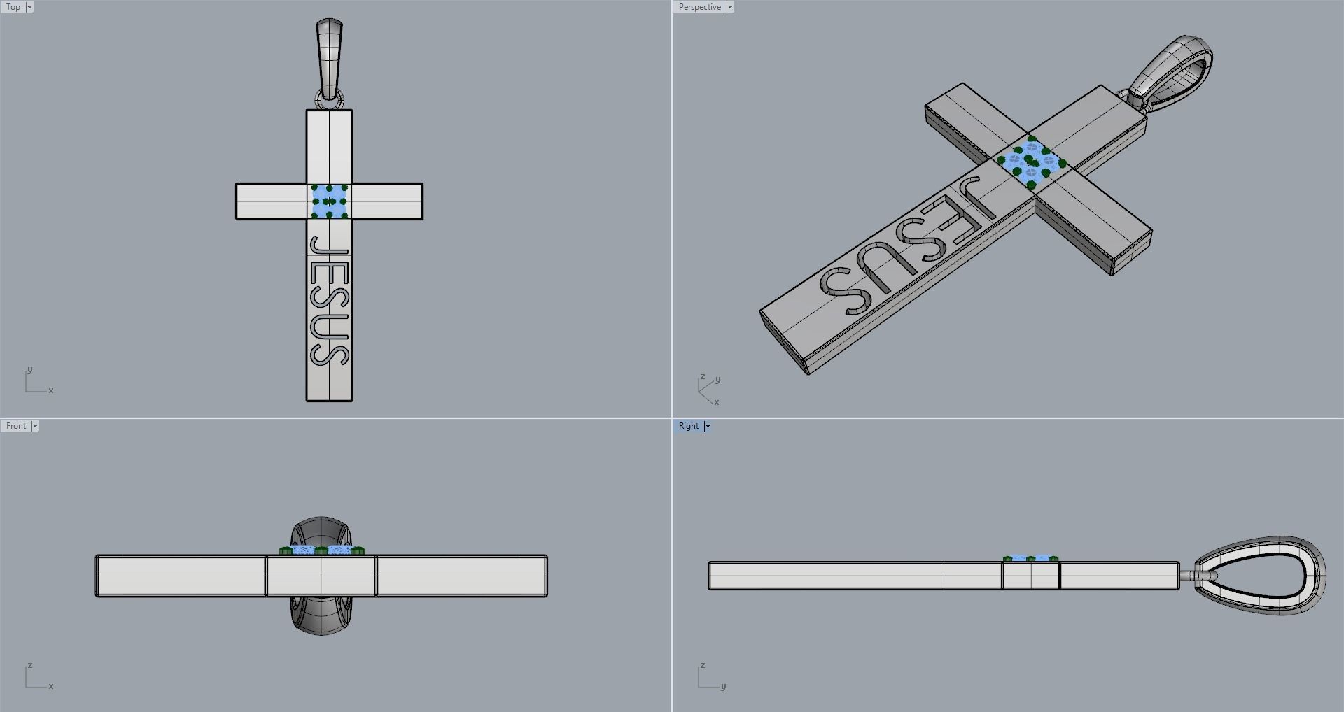 JESUS CROSS DIAMOND PENDANT 3D print model_11
