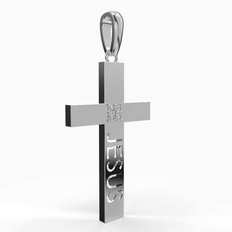 JESUS CROSS DIAMOND PENDANT 3D print model_18