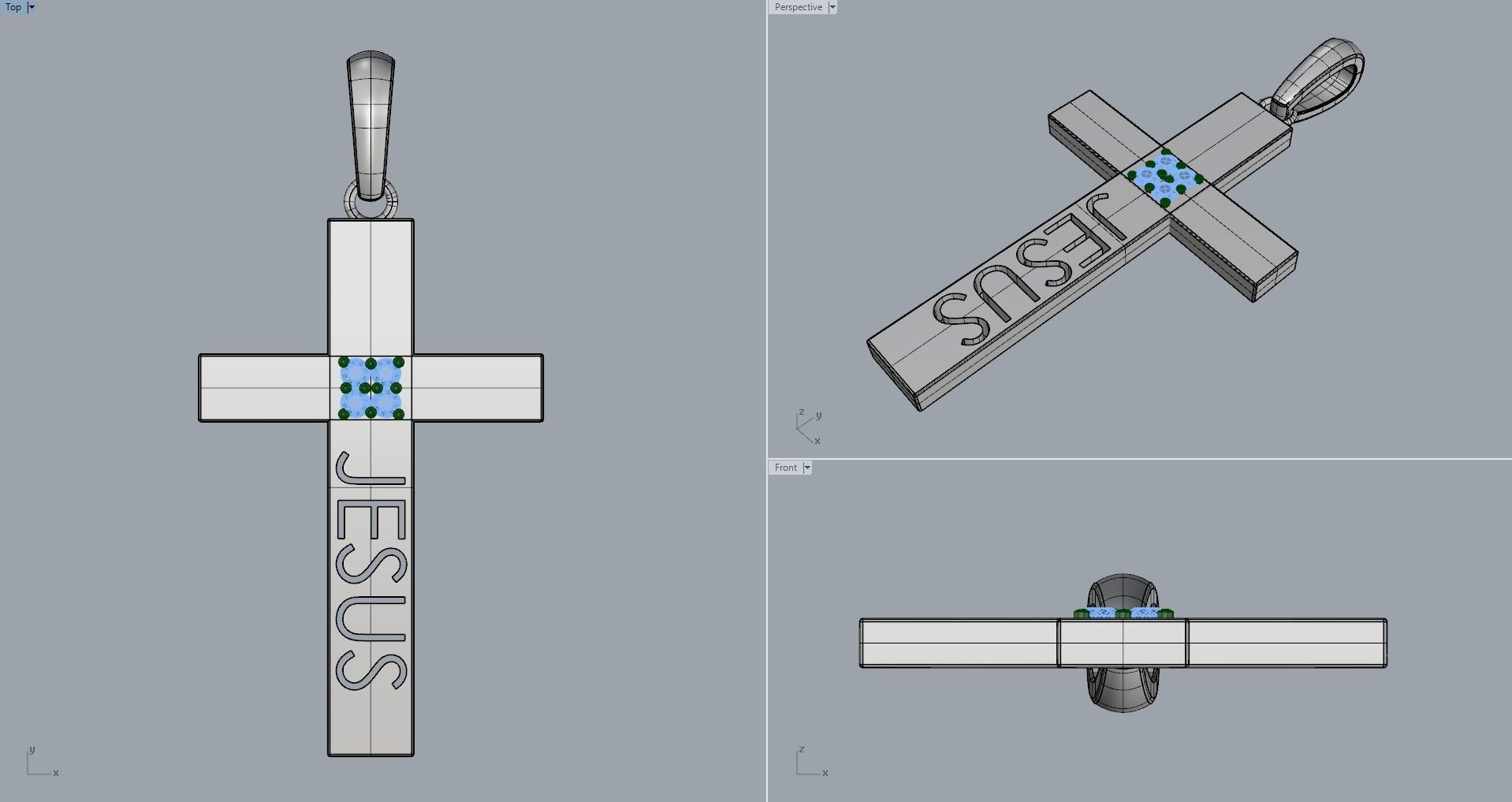 JESUS CROSS DIAMOND PENDANT 3D print model_9