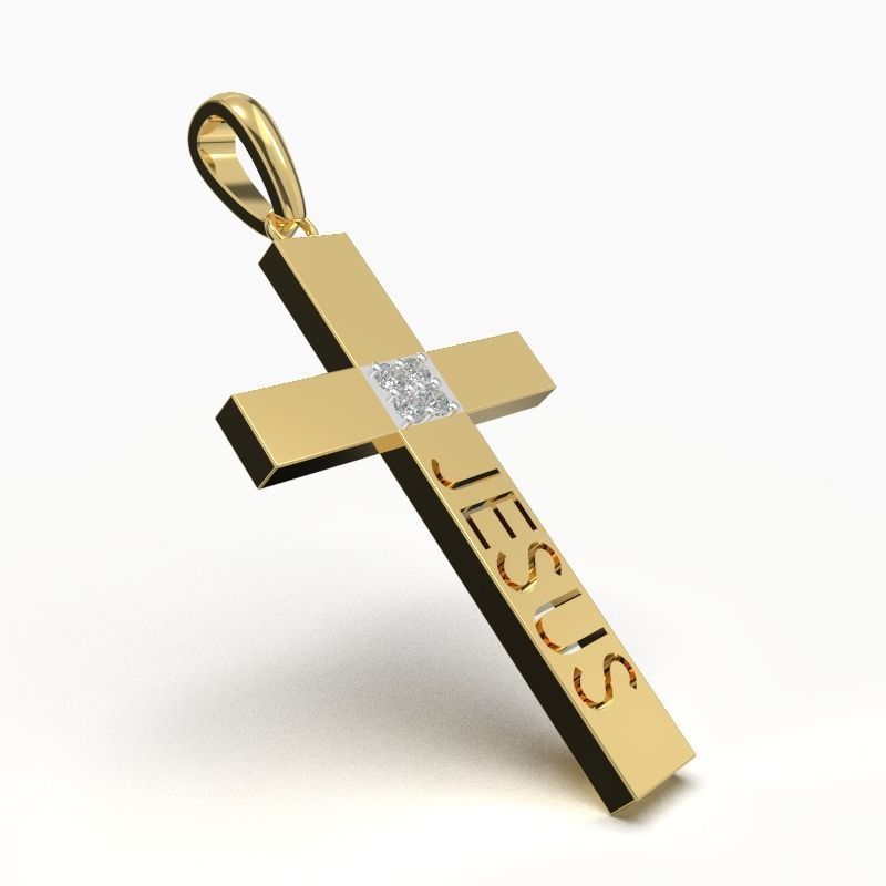 JESUS CROSS DIAMOND PENDANT 3D print model_2