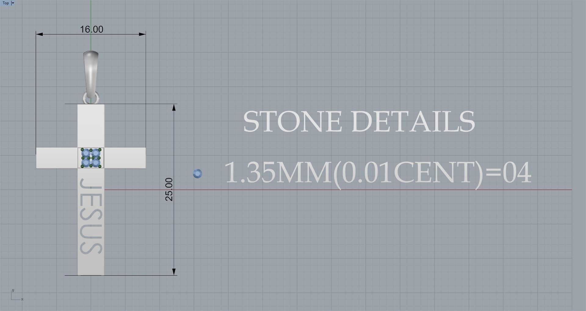 JESUS CROSS DIAMOND PENDANT 3D print model_13