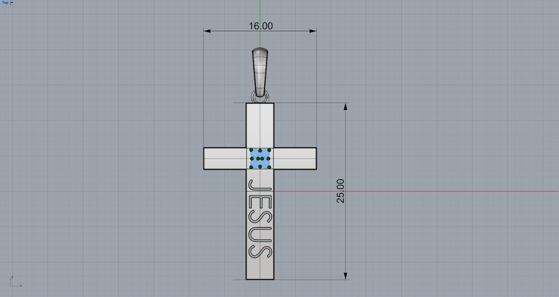 JESUS CROSS DIAMOND PENDANT 3D print model_7