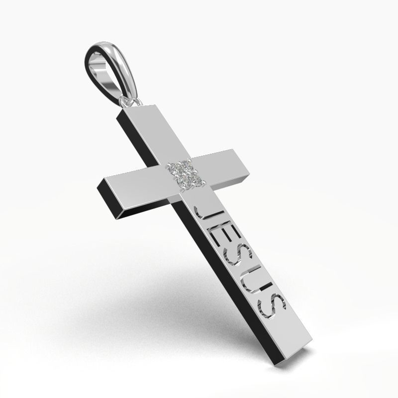 JESUS CROSS DIAMOND PENDANT 3D print model_19