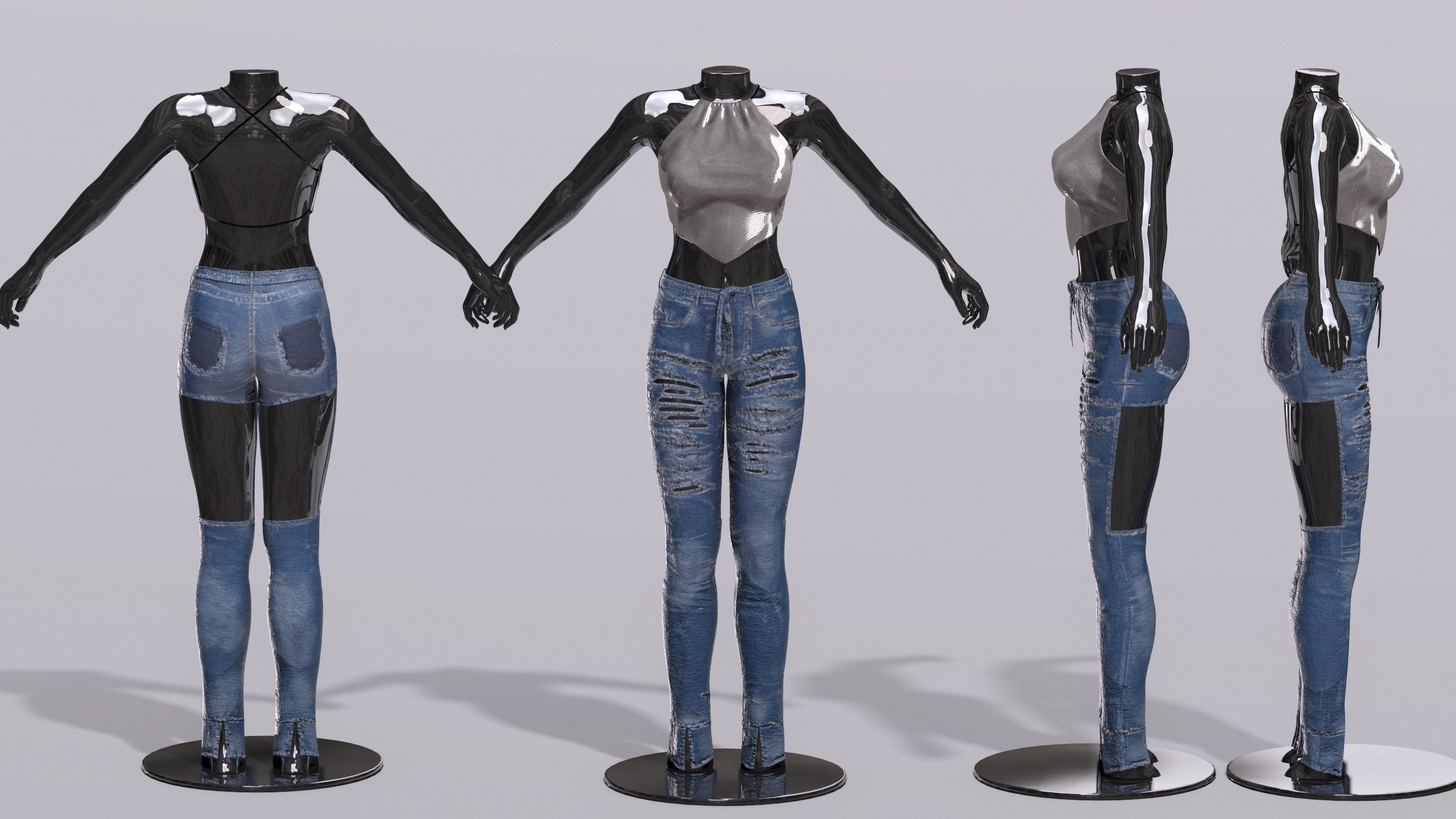 Female Clothing Low-poly 3D model_2