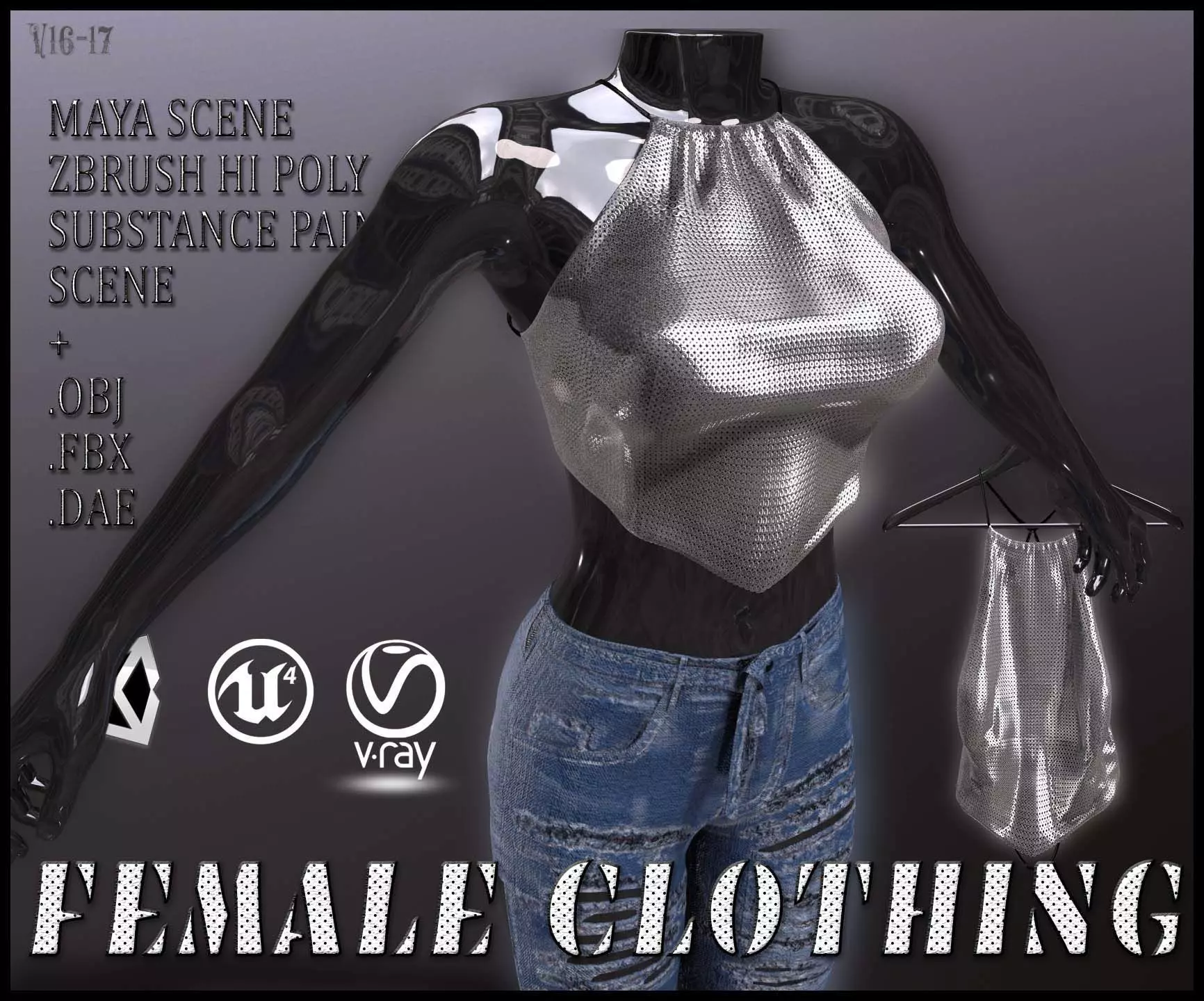 Female Clothing Low-poly 3D model_0