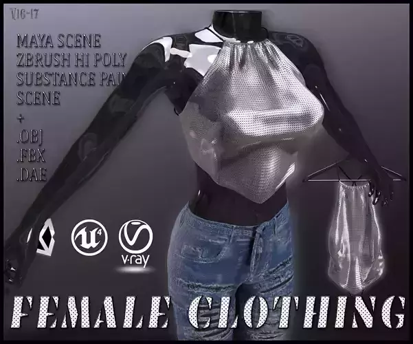 Female Clothing Low-poly 3D model