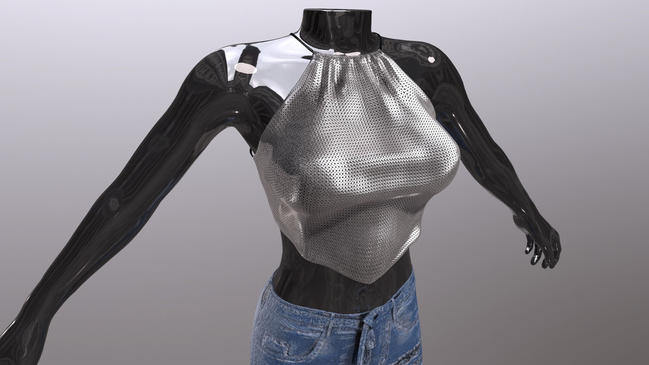 Female Clothing Low-poly 3D model_9