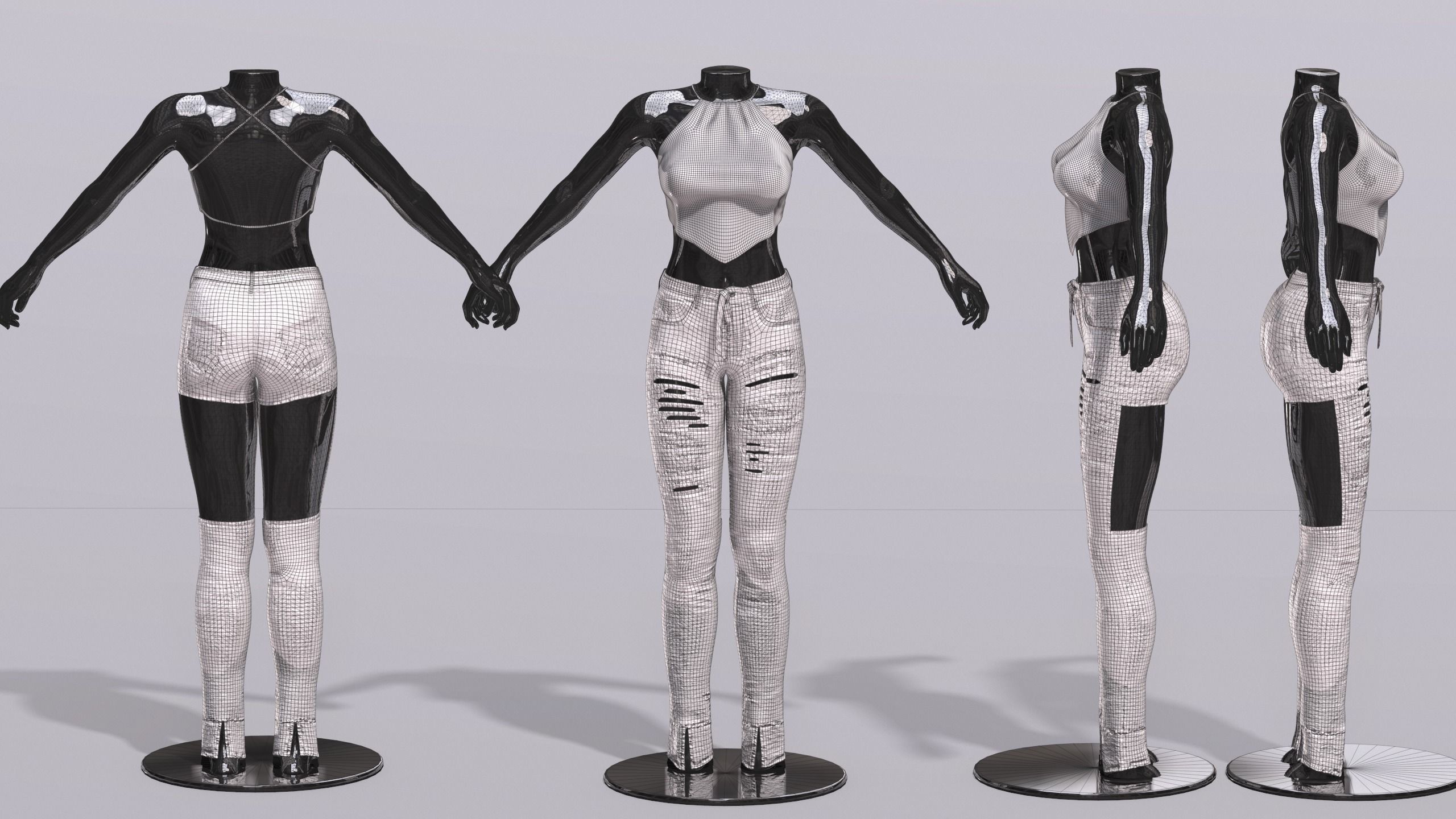 Female Clothing Low-poly 3D model_5