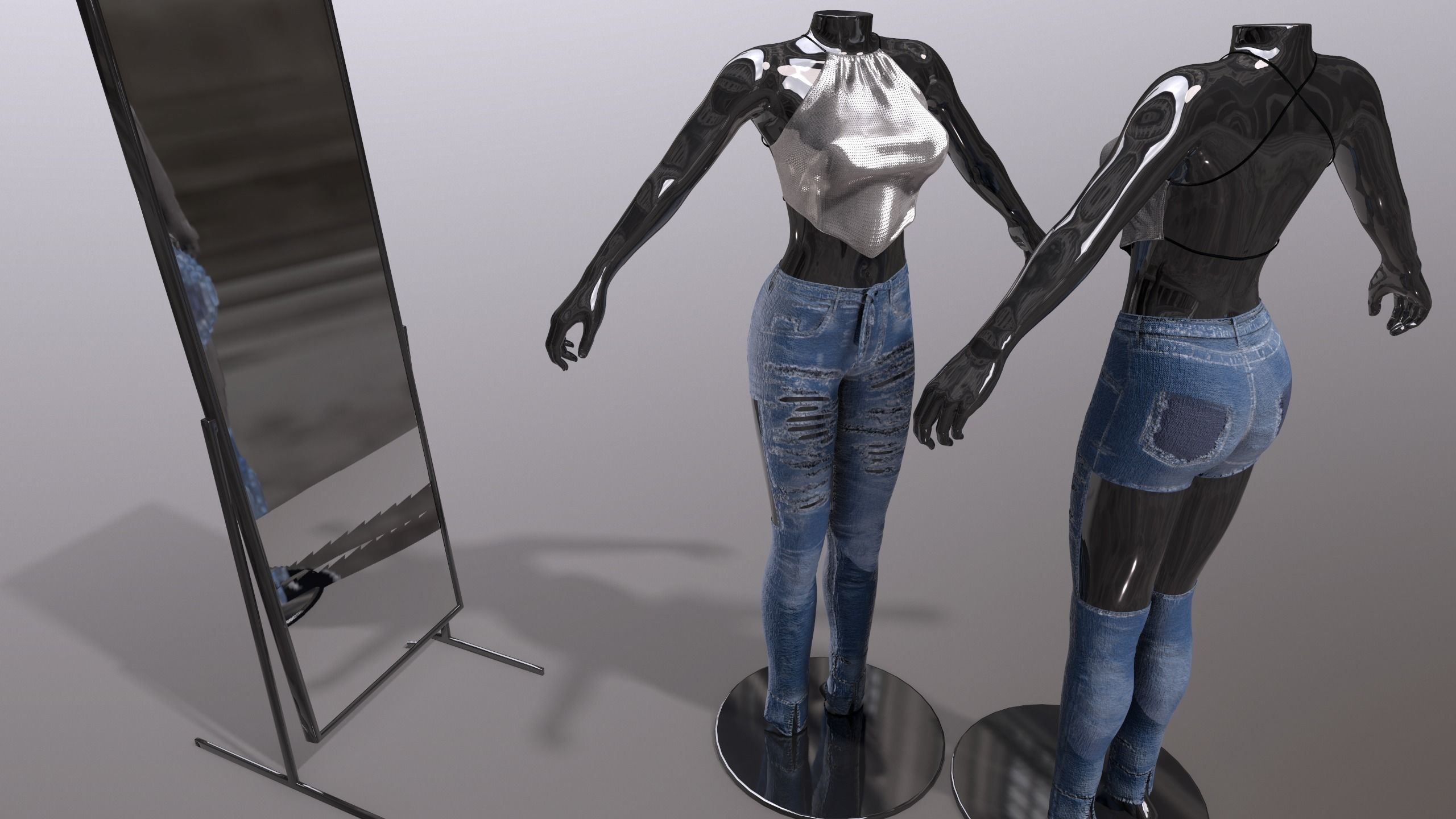 Female Clothing Low-poly 3D model_6