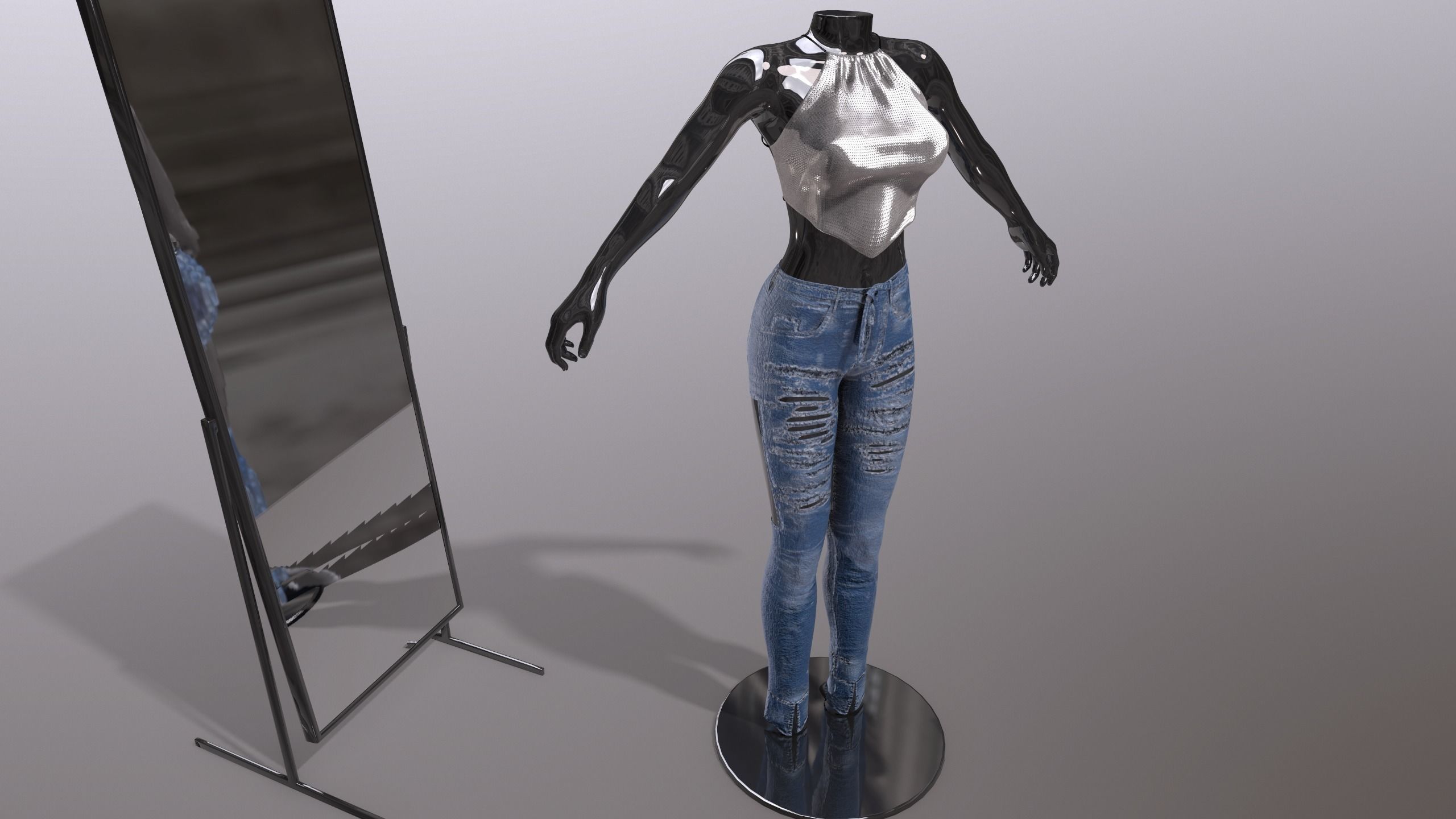 Female Clothing Low-poly 3D model_3