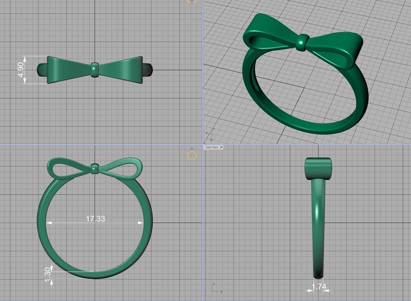 Bow Knot Fashion ring printable 3dmodel 3D print model_8