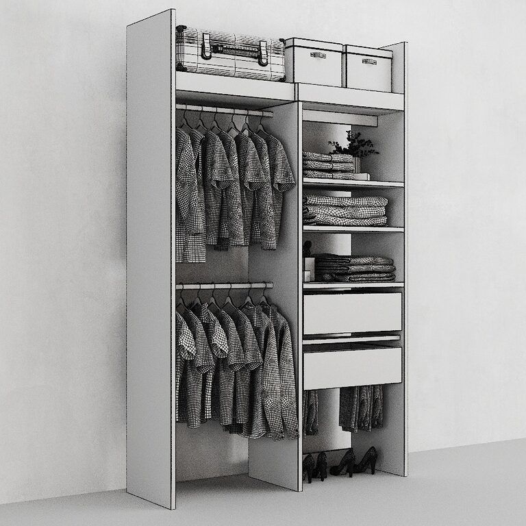 Modular wardrobe for clothes Yann 3D model_2