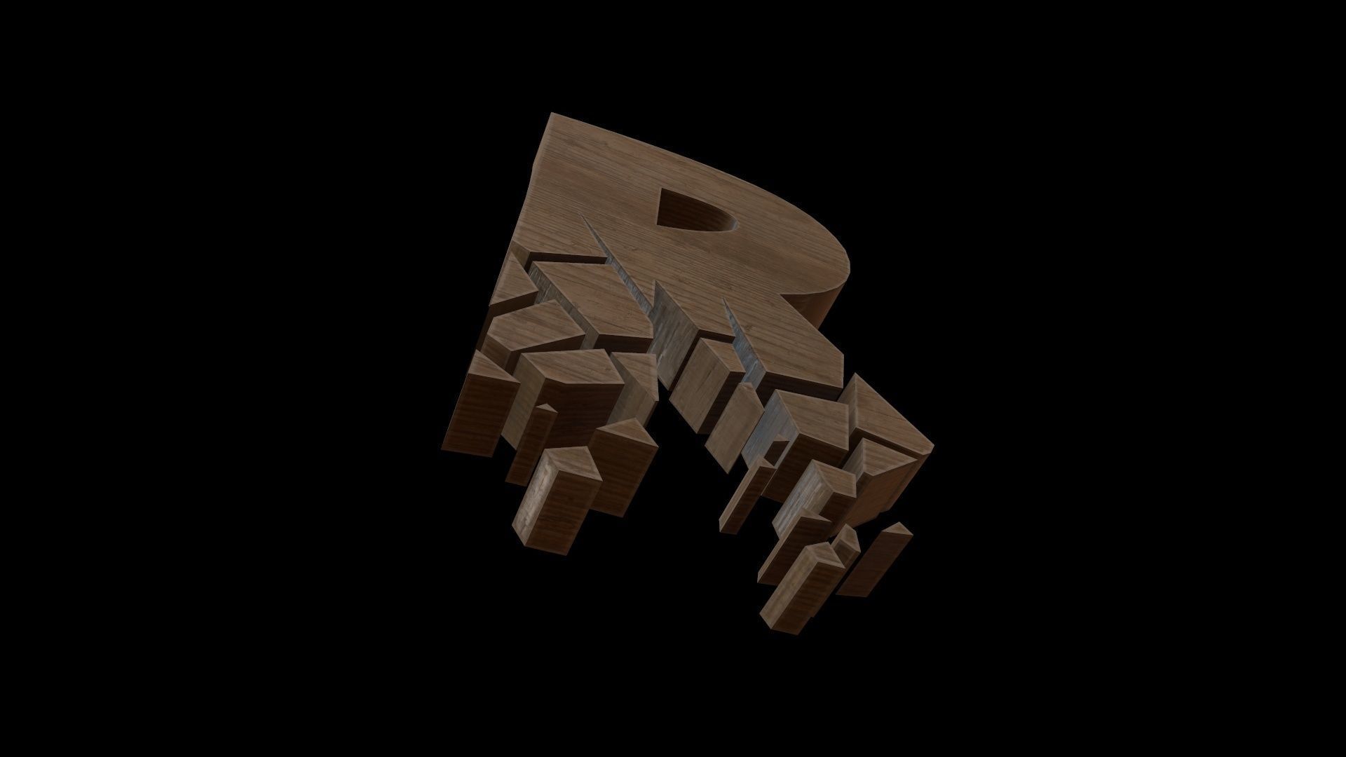 FONT-090 Letter R Low-poly 3D model_3