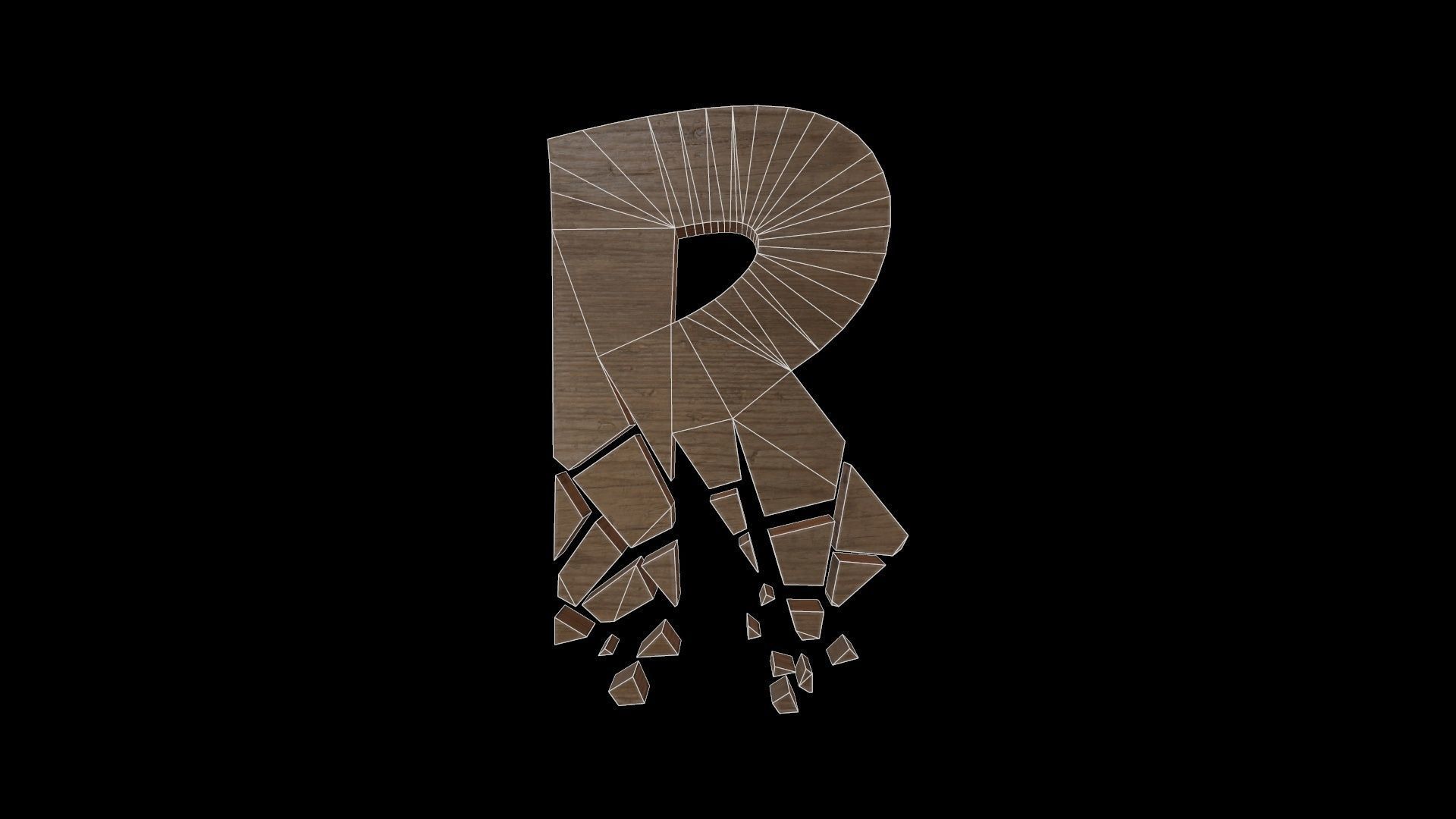 FONT-090 Letter R Low-poly 3D model_2