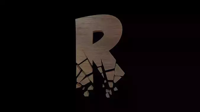 FONT-090 Letter R Low-poly 3D model