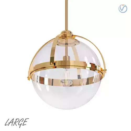 LARGE globe pendant light in gold and clear glass