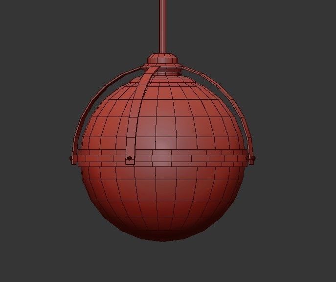 LARGE globe pendant light in gold and clear glass 3D model_3