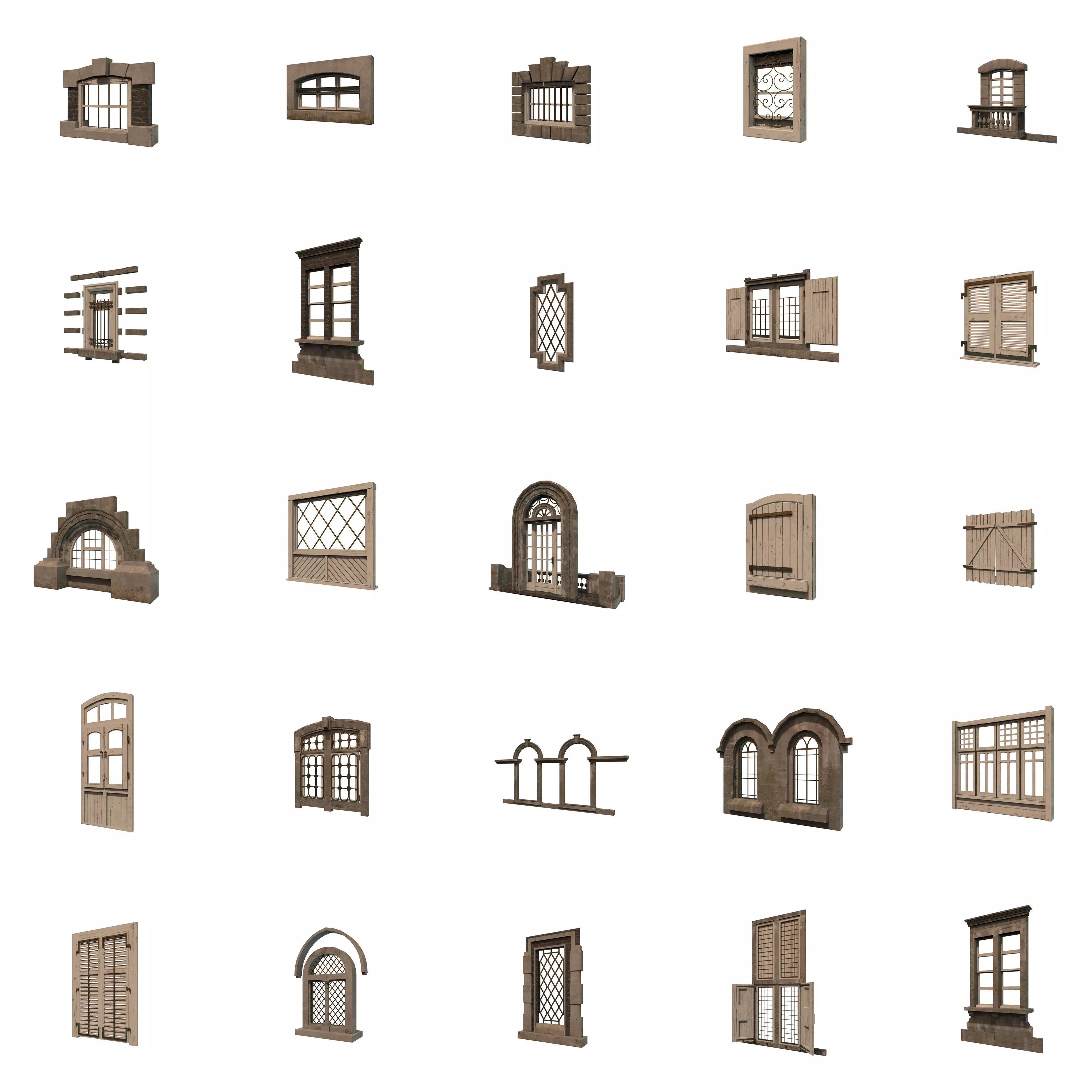 Windows Collection Low-poly 3D model_0