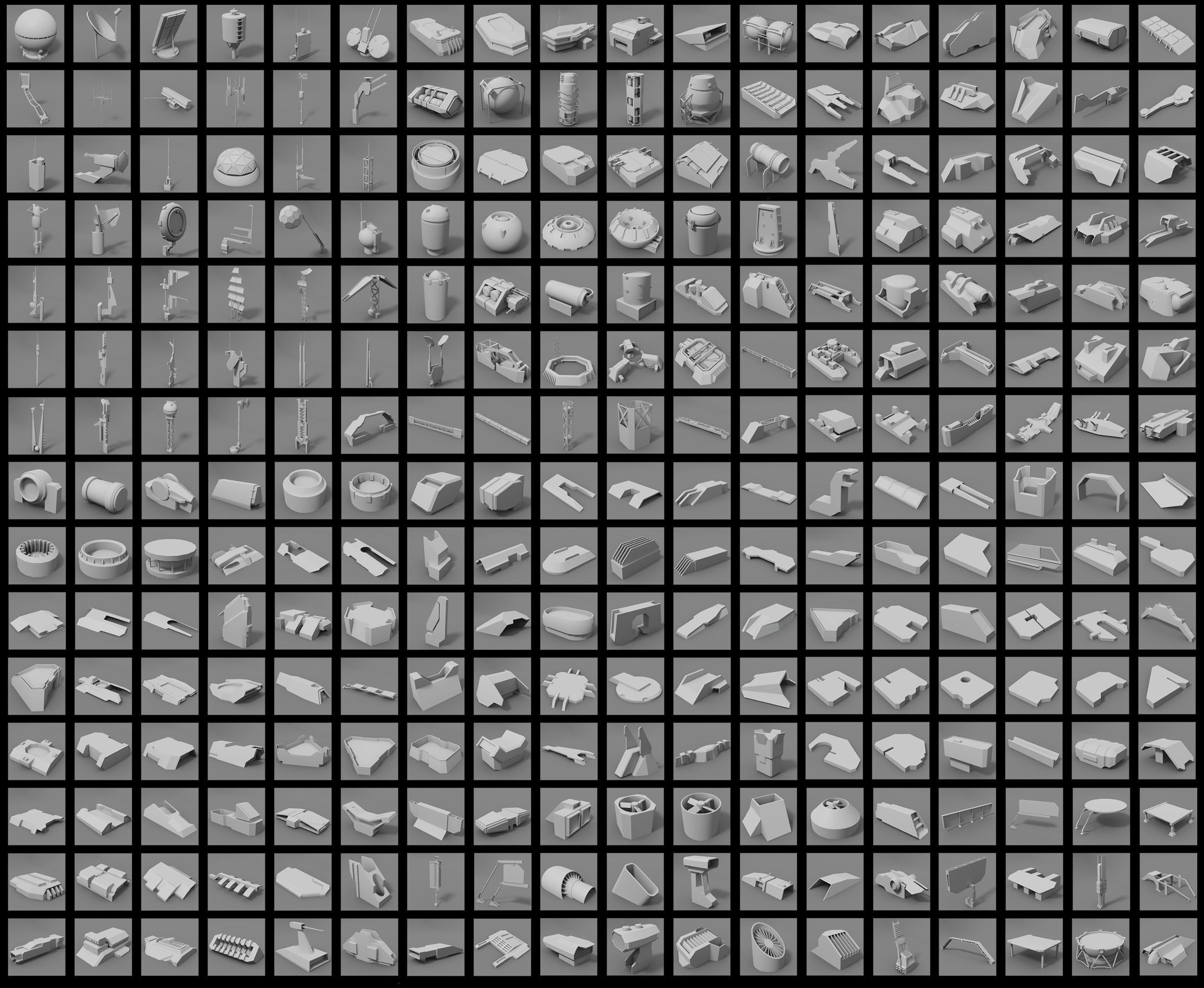 Greeble kitbash lowpoly pack Low-poly 3D model_3