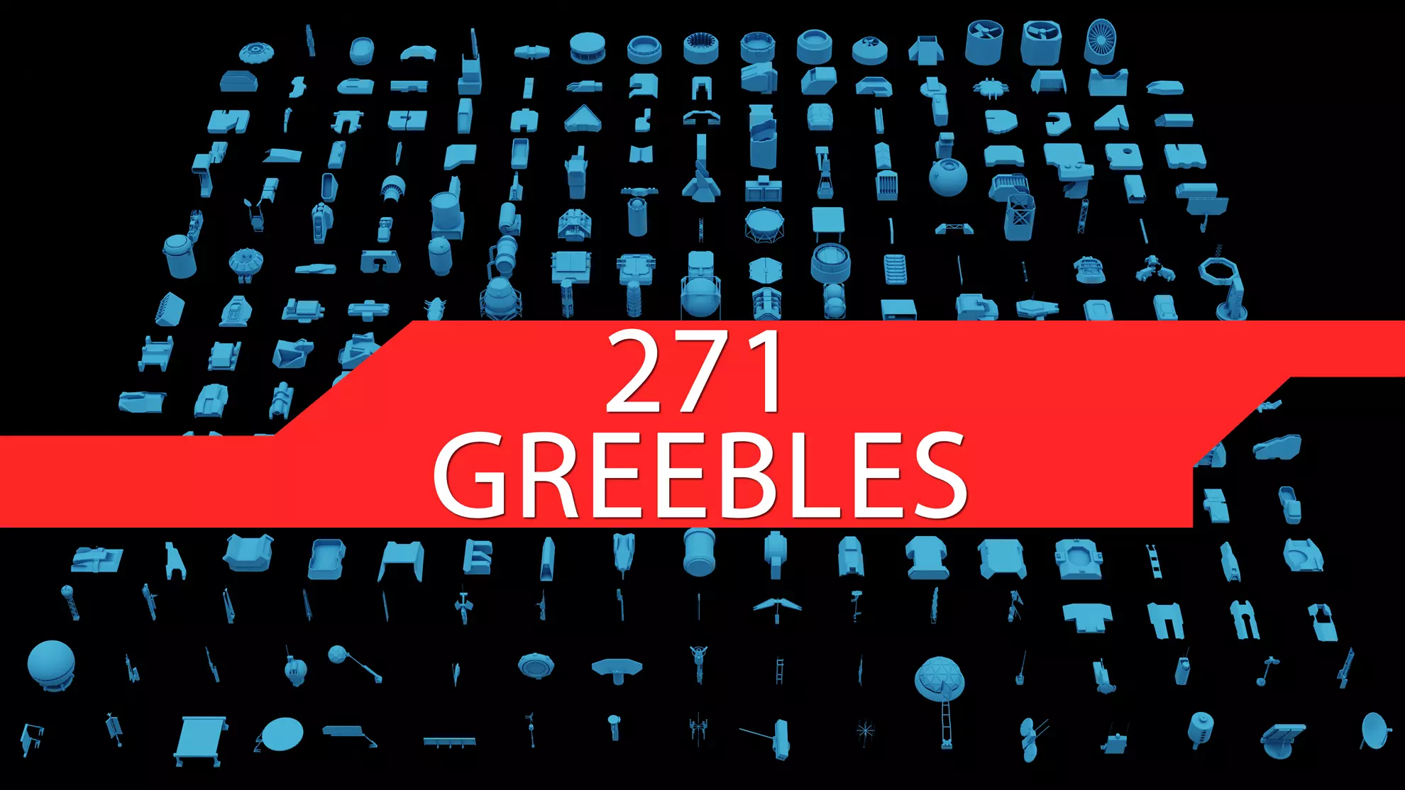 Greeble kitbash lowpoly pack Low-poly 3D model_0