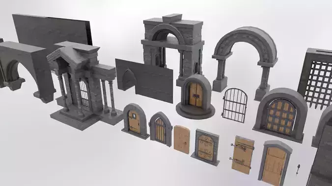 Medieval Doors Low-poly 3D model