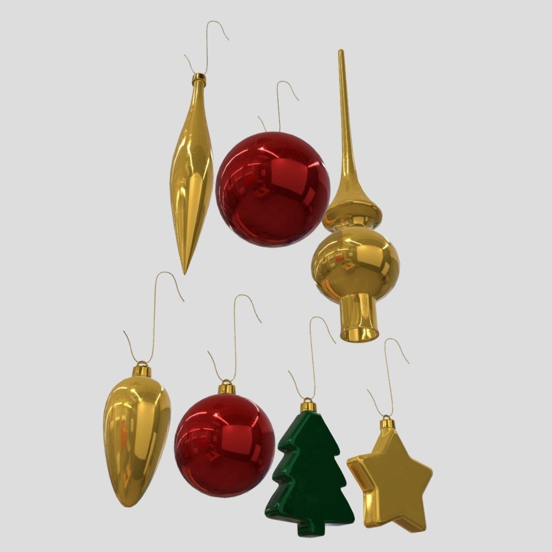 Christmas Bauble Pack Low-poly 3D model_11