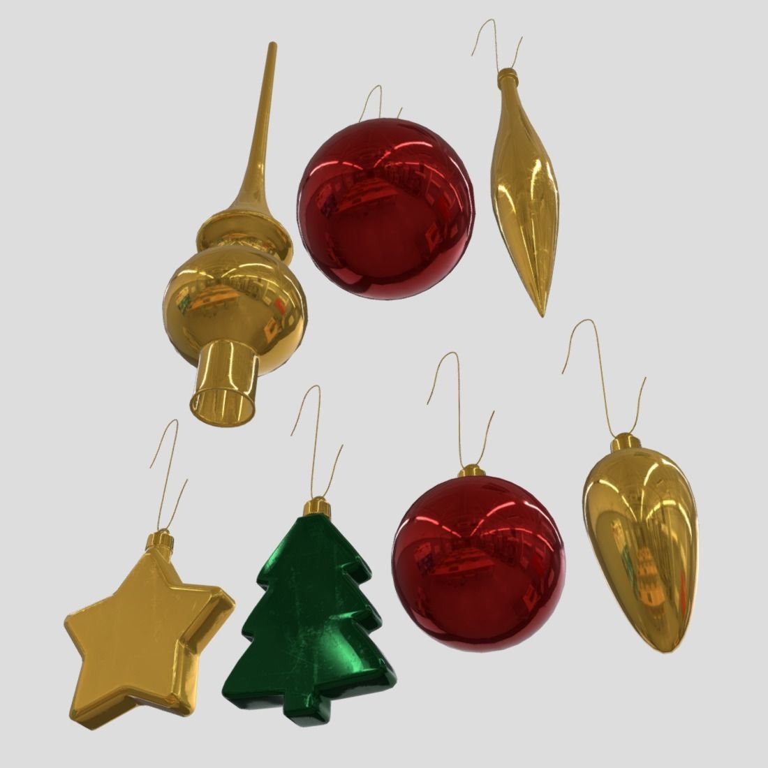 Christmas Bauble Pack Low-poly 3D model_9