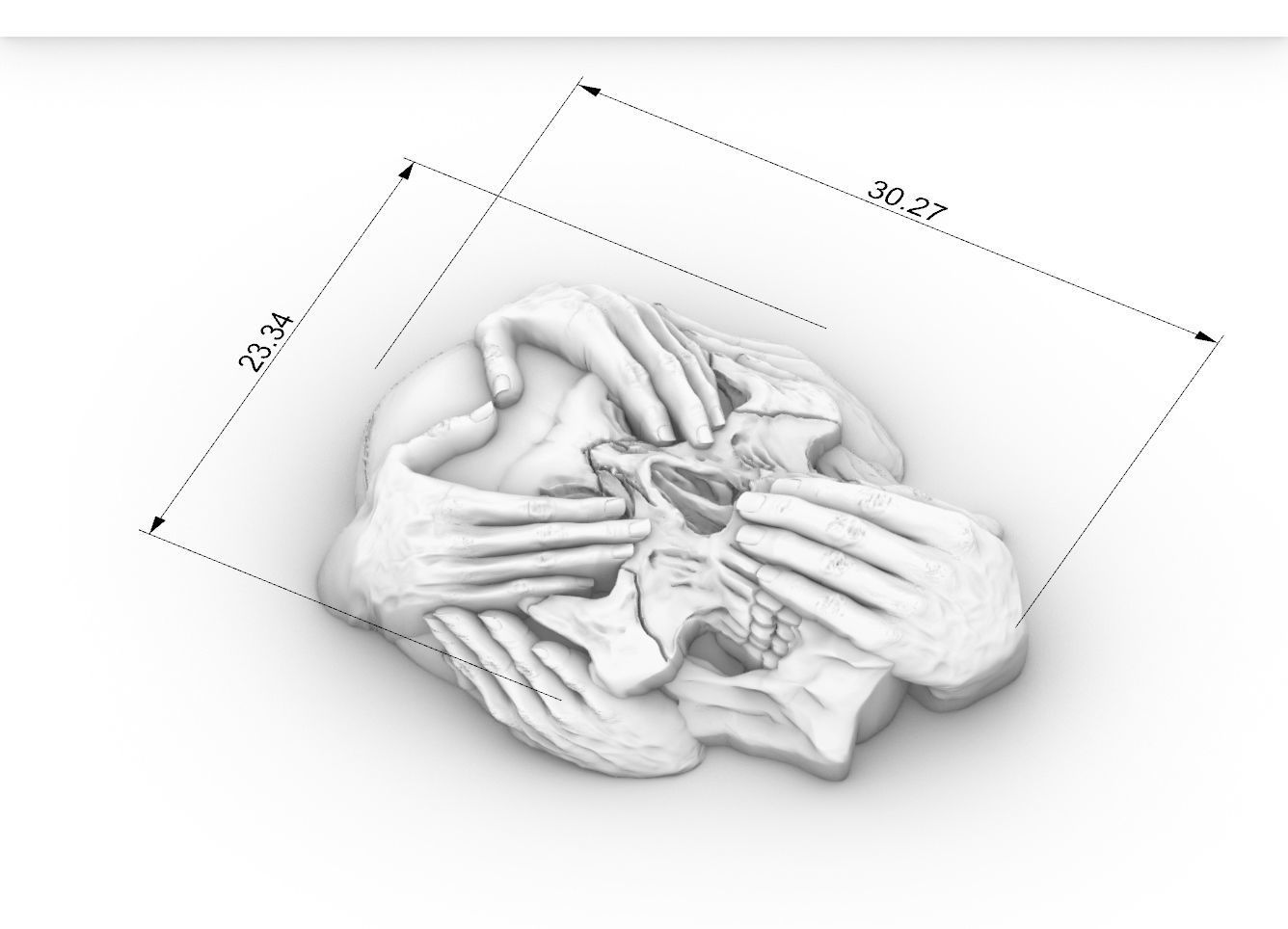 Hear See Speak No EVIL  skull bas relief cnc model pendant 3D print model_8
