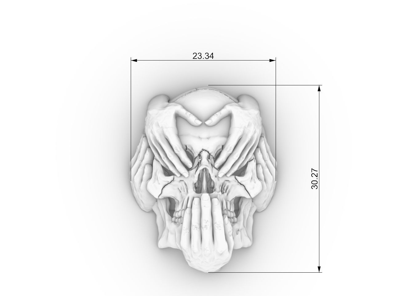 Hear See Speak No EVIL  skull bas relief cnc model pendant 3D print model_1