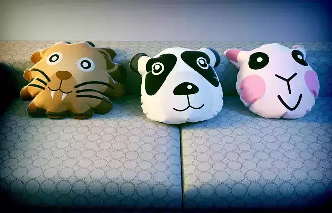 Cartoon animal face pillows set