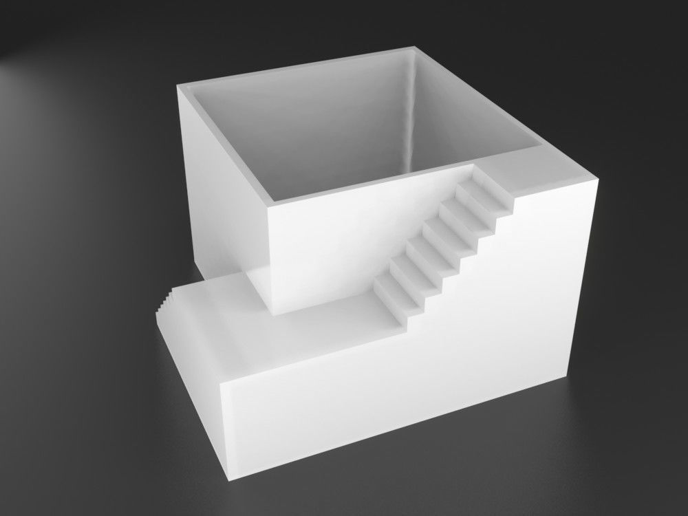 Elegant Pot Plant with stairs 3D printable 3D print model_2