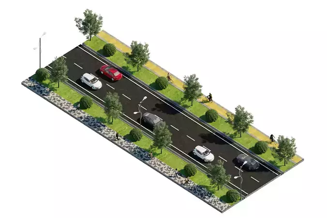 Road types Remastered  ID002 Free 3D model