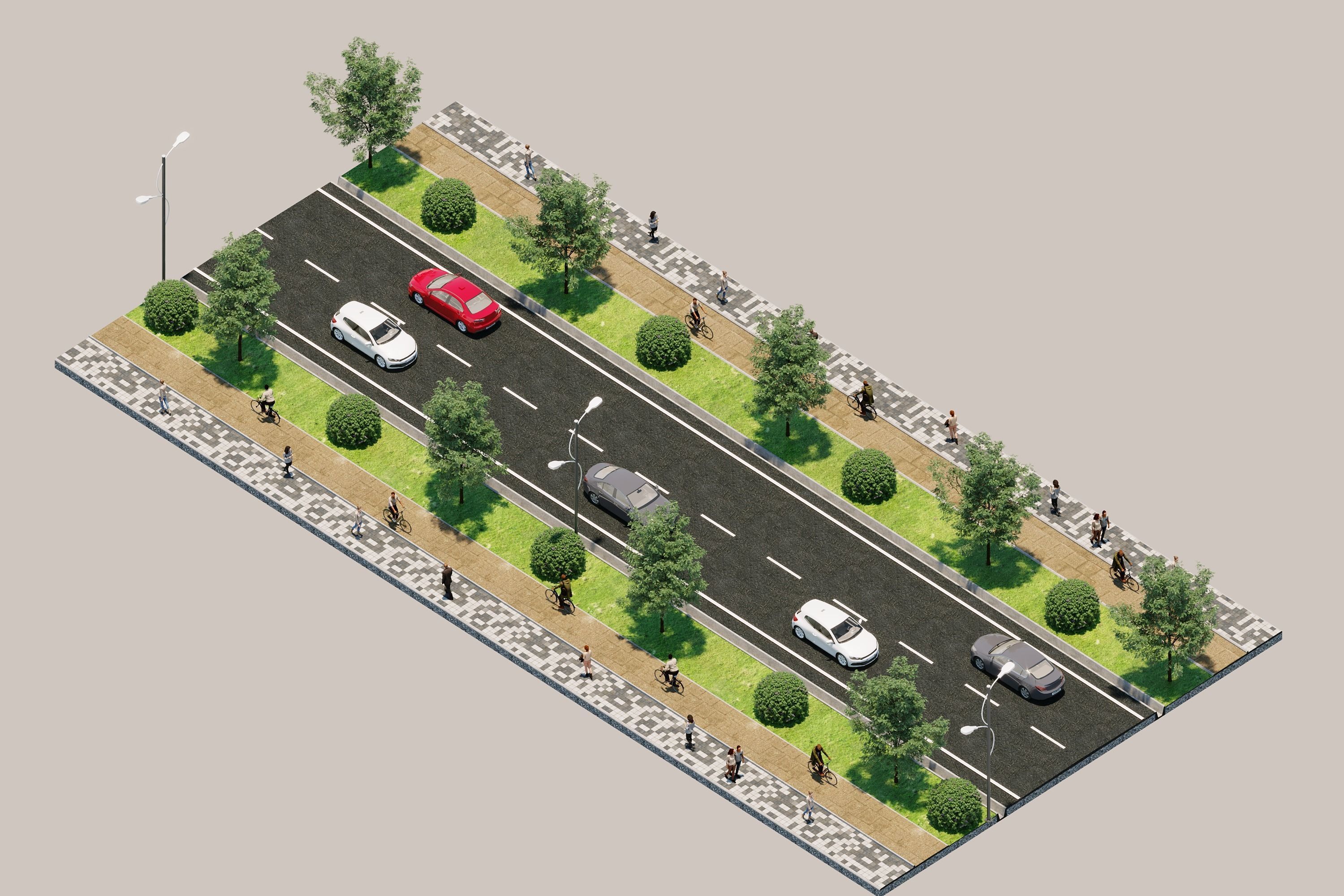 Road types Remastered  ID002 Free 3D model_1